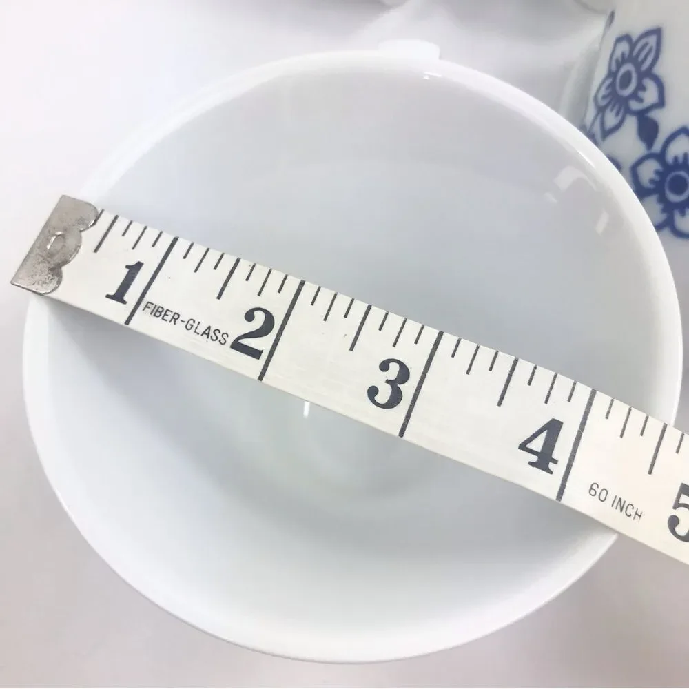 Crate & Barrel CAMILLE White Blue Floral Set of Four Porcelain Tea Coffee Mugs